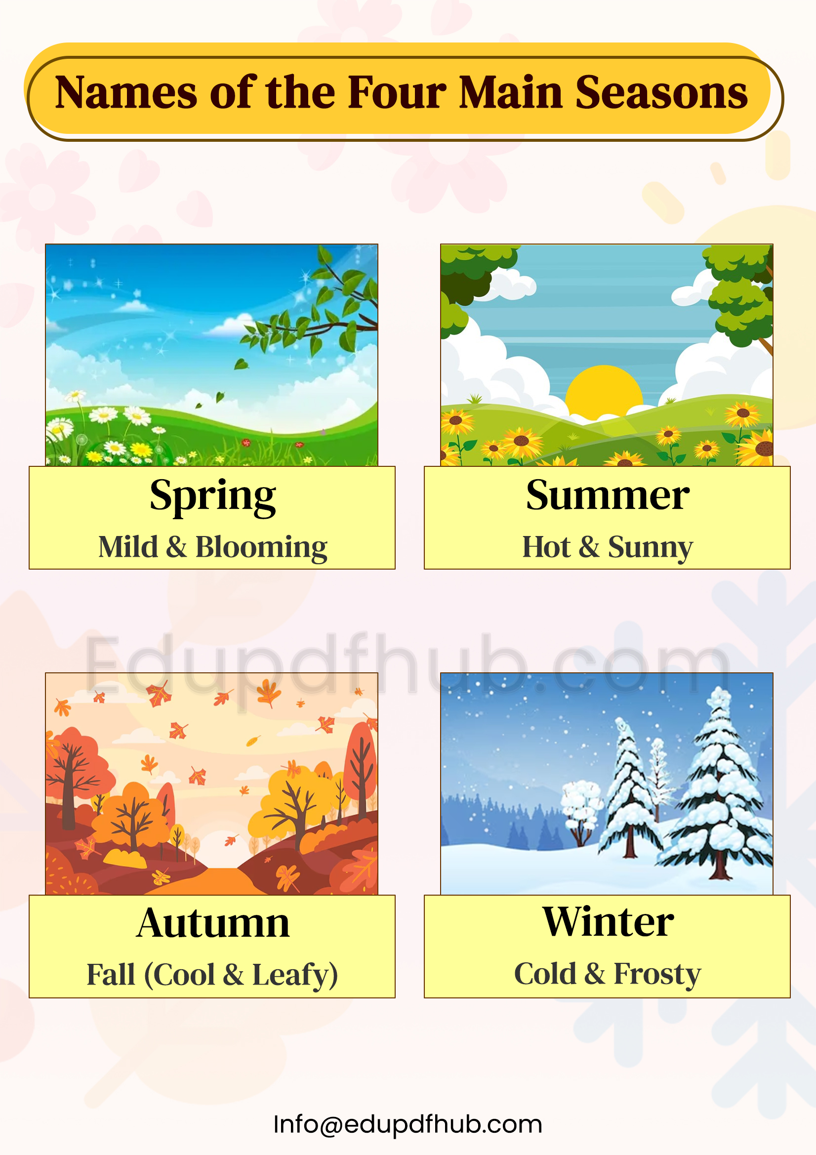 Four Main Seasons Names with Pictures PDF Download